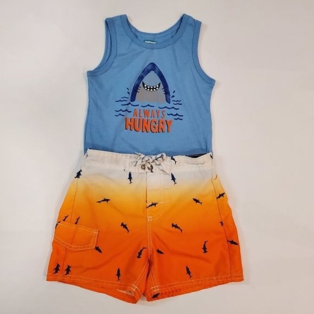 Baby Boys Outfits Bodysuit and Shorts Shark Print Size 18/24 Months